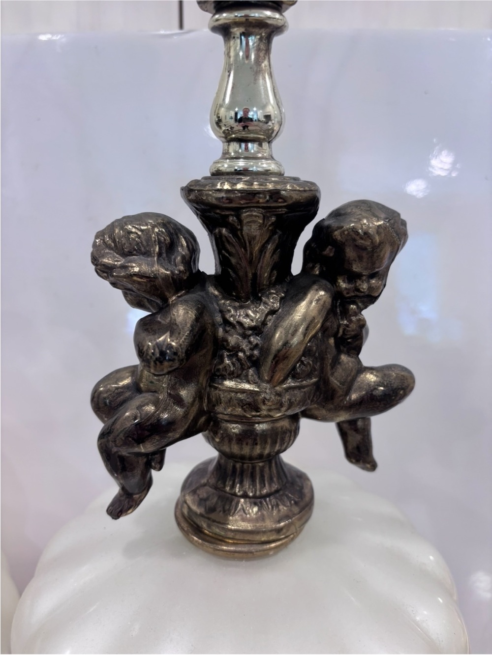 Pair Of Vintage Cornell Victorian Cherub Lamp Hollywood Regency - Picture 6 of 16